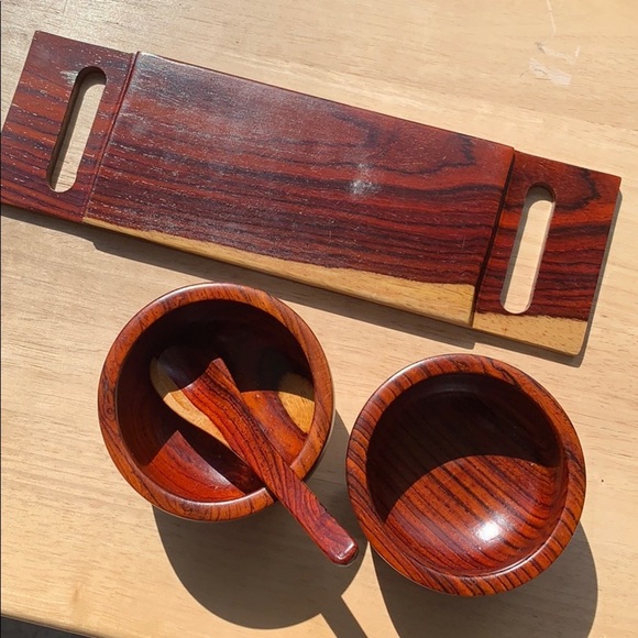 Wood Two bowl serving set - Picture 7 of 8